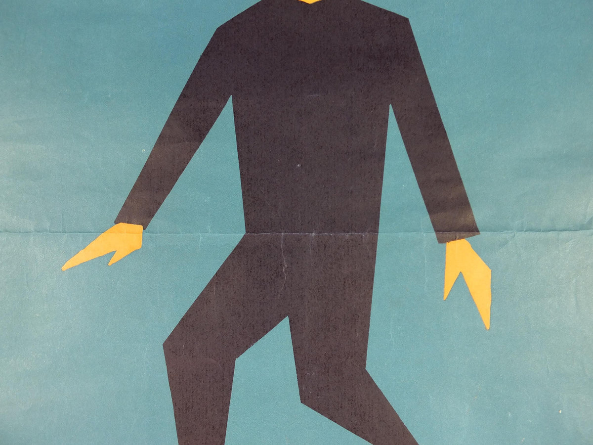 1950s SNCF rail safety poster, Look both ways before crossing, two heads, industrial, train rail dangers, retro wall art decor