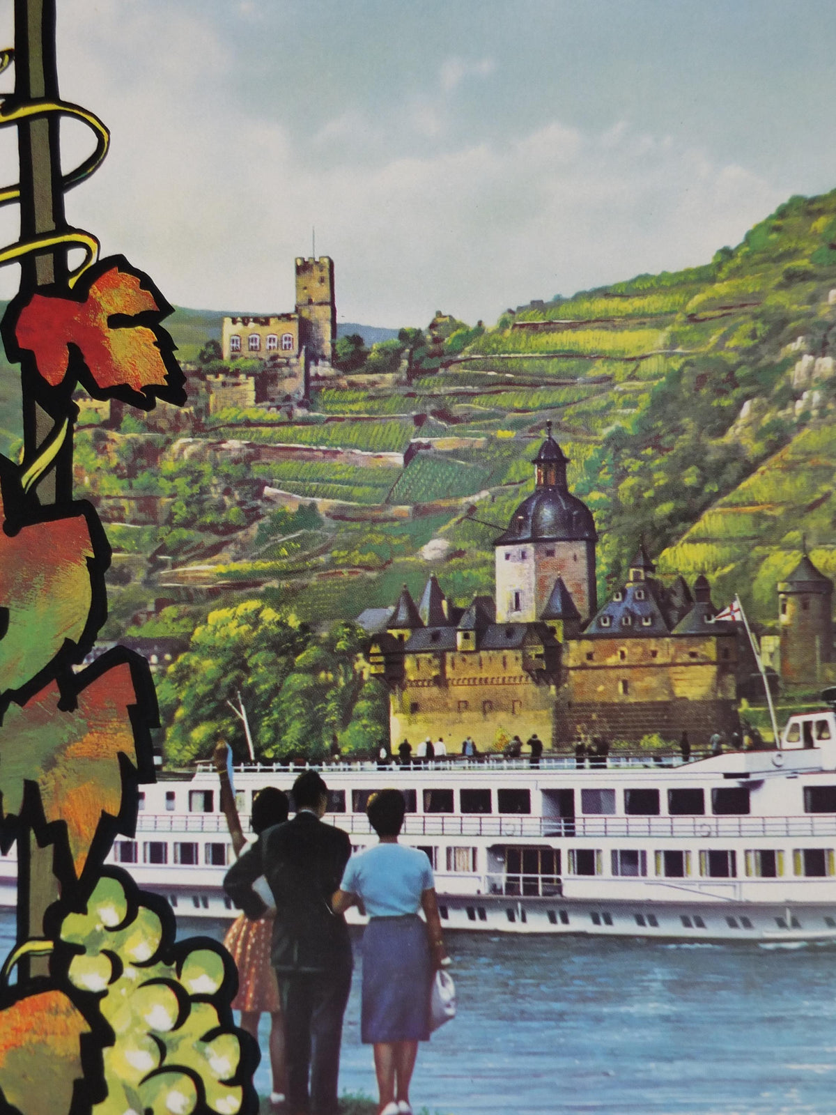 1950s Rhine Cruise Poster, From Basel to Rotterdam, Switzerland to Netherlands Cruise Company Advertising, travel tourism, wall art decor