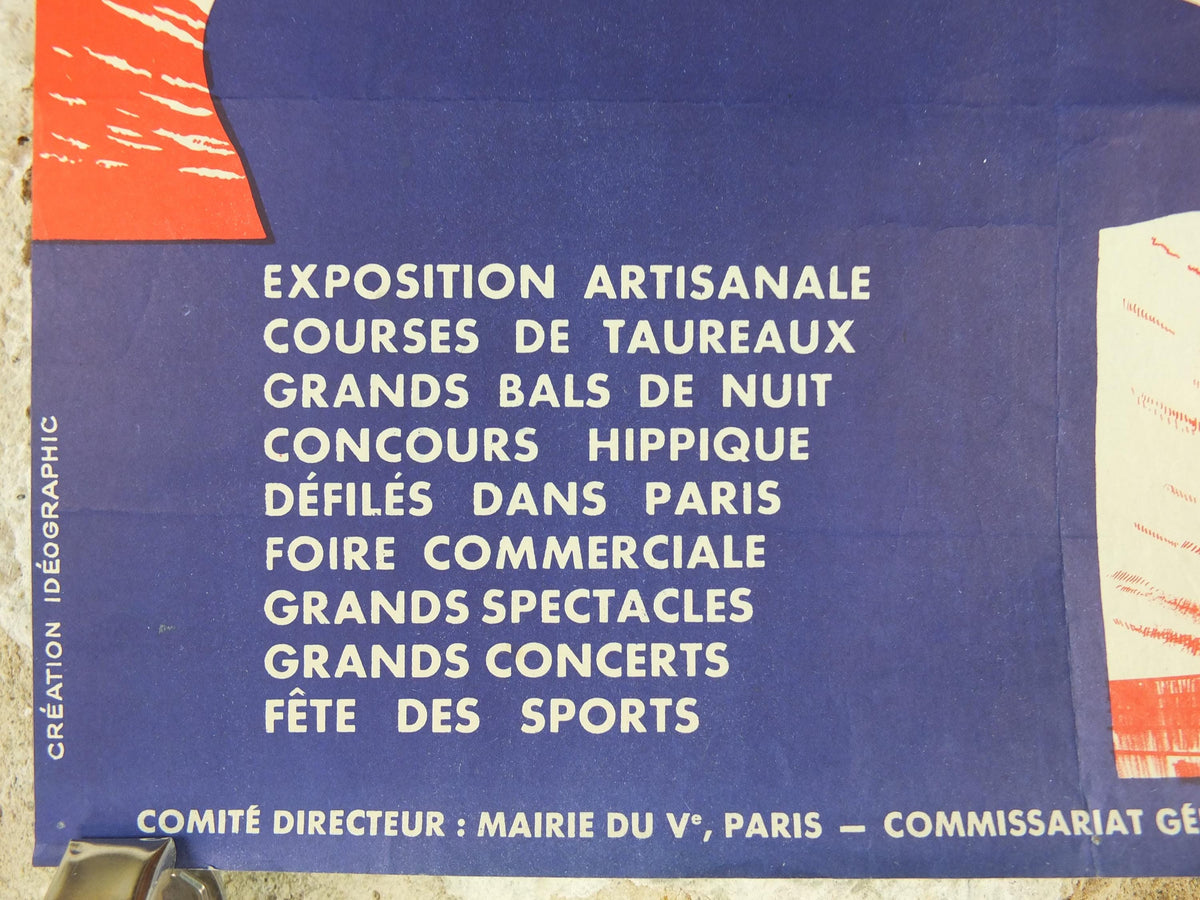 1953 Paris Festival of the Arts, Festival International Des Arenes De Lutece Poster, music, sport, dance and theatre, Paris, wall art decor