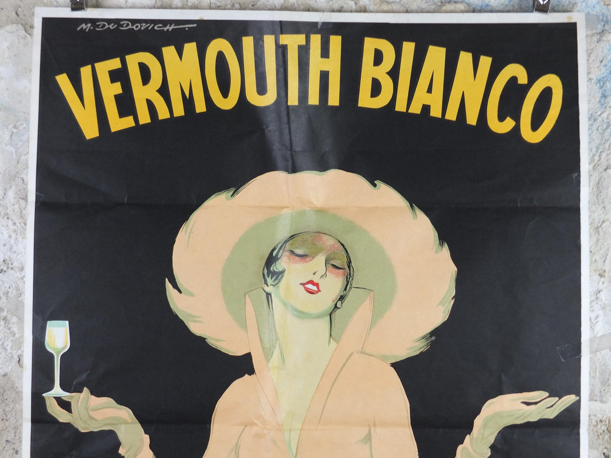 1970s Vermouth Bianco Poster, Martini and Rossi Torino / Turin, by Dudovich alcoholic drink, 1920s art deco advertising wall art decor