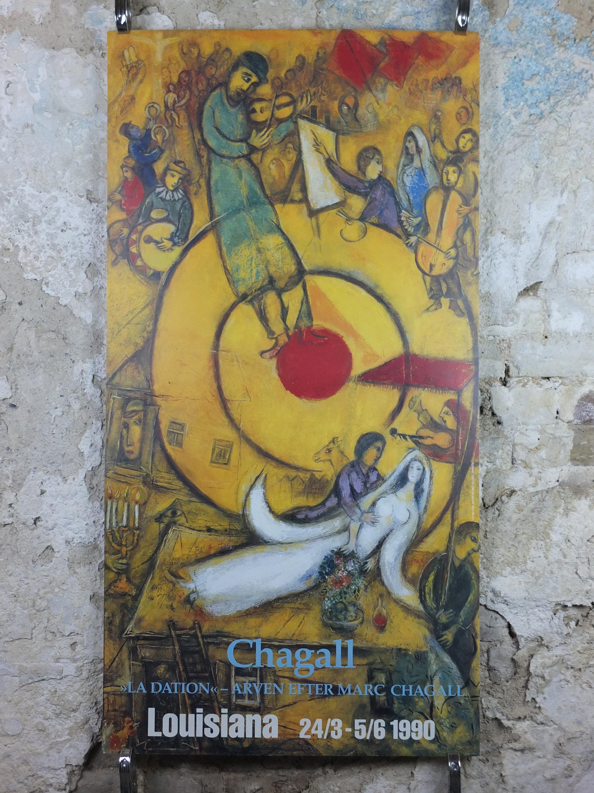 1990 Marc Chagall Poster, Liberation 1937 - 1952, Louisiana Museum of Modern Art, Cubism and Expressionism, exhibition wall art decor