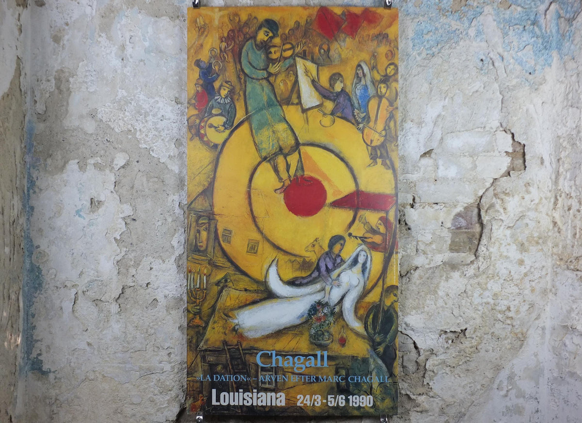 1990 Marc Chagall Poster, Liberation 1937 - 1952, Louisiana Museum of Modern Art, Cubism and Expressionism, exhibition wall art decor
