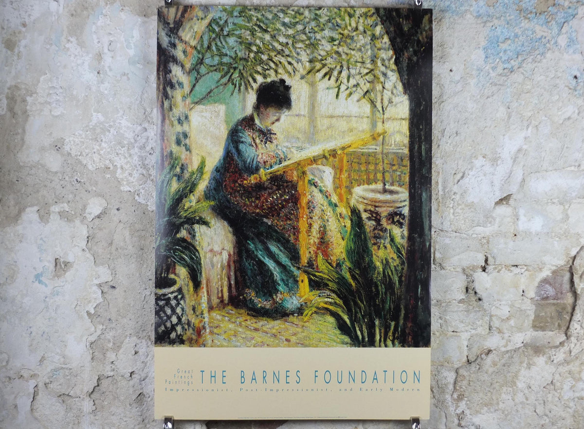 1994 Claude Monet Poster, Camille au metier 1875, Camille at work at tapestry, Impressionism, gallery exhibition, wall art decor