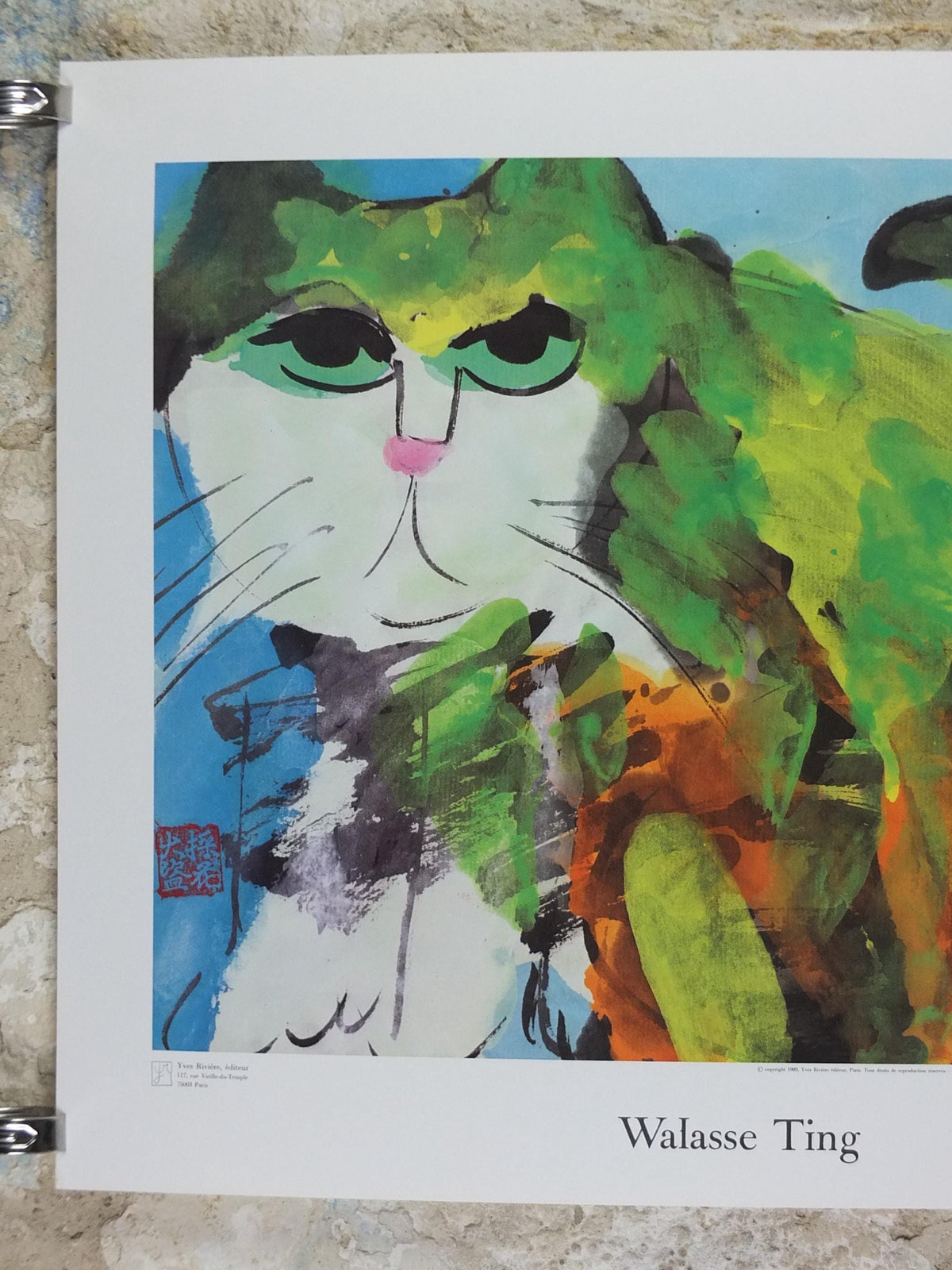 1989 Walasse Ting Poster, Green Cat, colourful popular figuratism, pop art, gallery, wall art decor