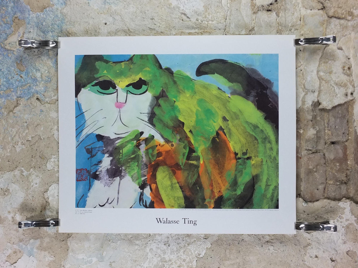 1989 Walasse Ting Poster, Green Cat, colourful popular figuratism, pop art, gallery, wall art decor