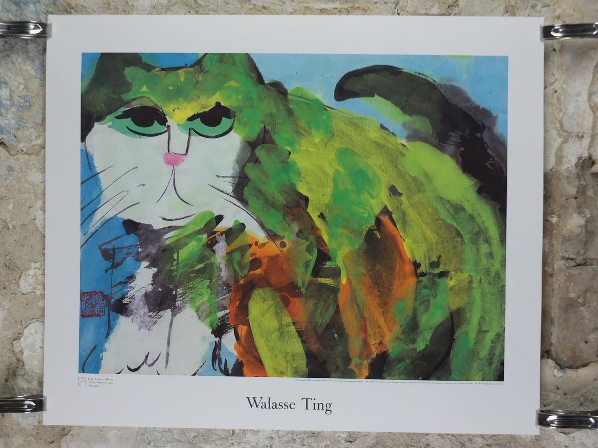 1989 Walasse Ting Poster, Green Cat, colourful popular figuratism, pop art, gallery, wall art decor