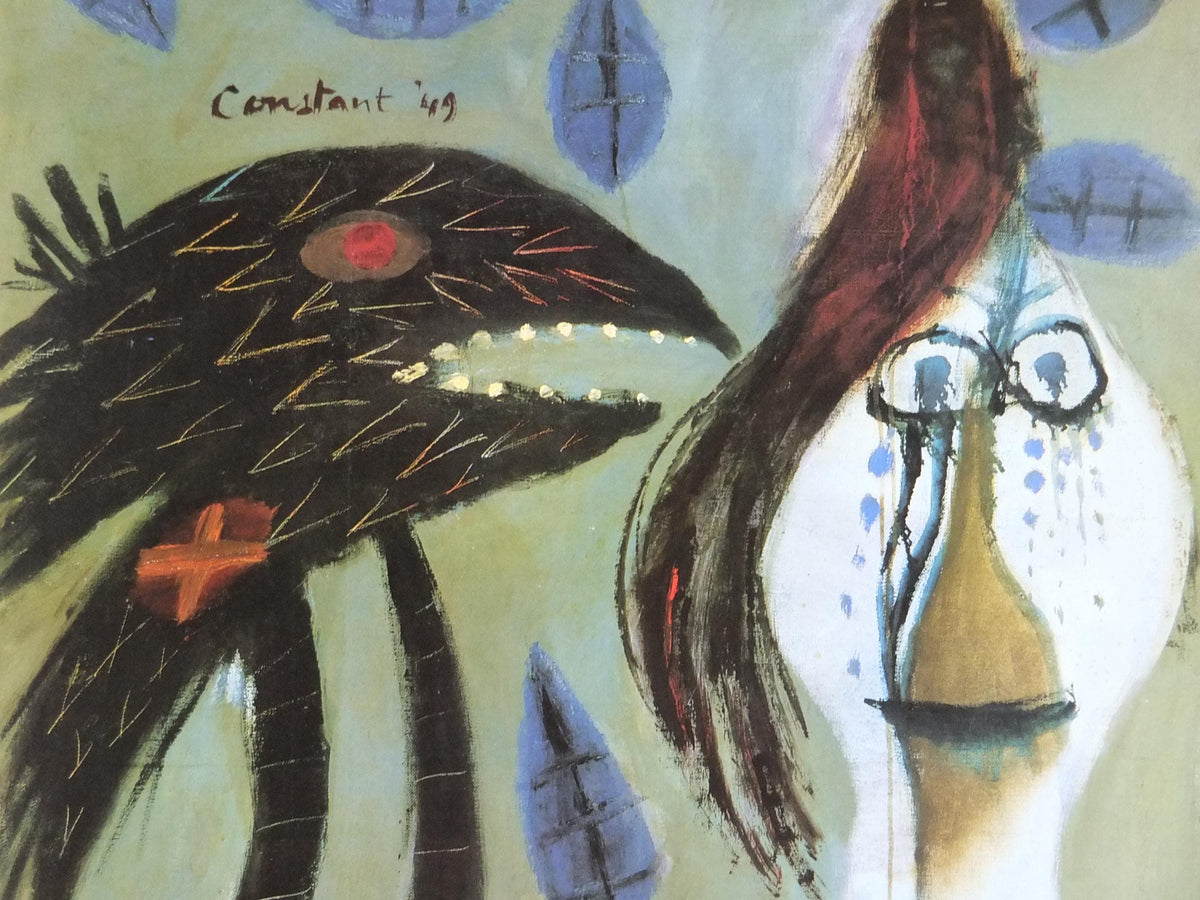 1989 Constant Poster, Woman Who Injured a Bird with a Dead Leaf 1949, Cobra Group, Reflex Movement, artist gallery exhibition wall art decor