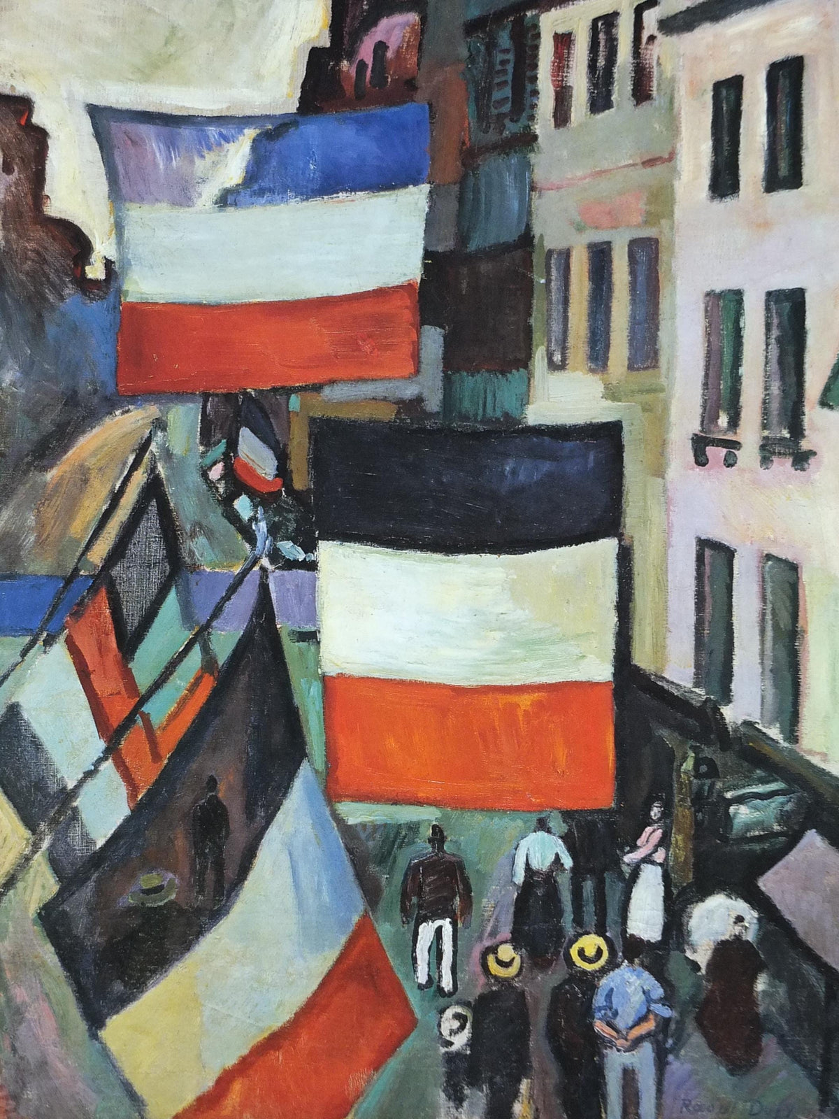 1988 Raoul Dufy Poster, La Rue Pavoisee 1906, Fauvism, Cubism and Expressionism, gallery exhibition, wall art decor
