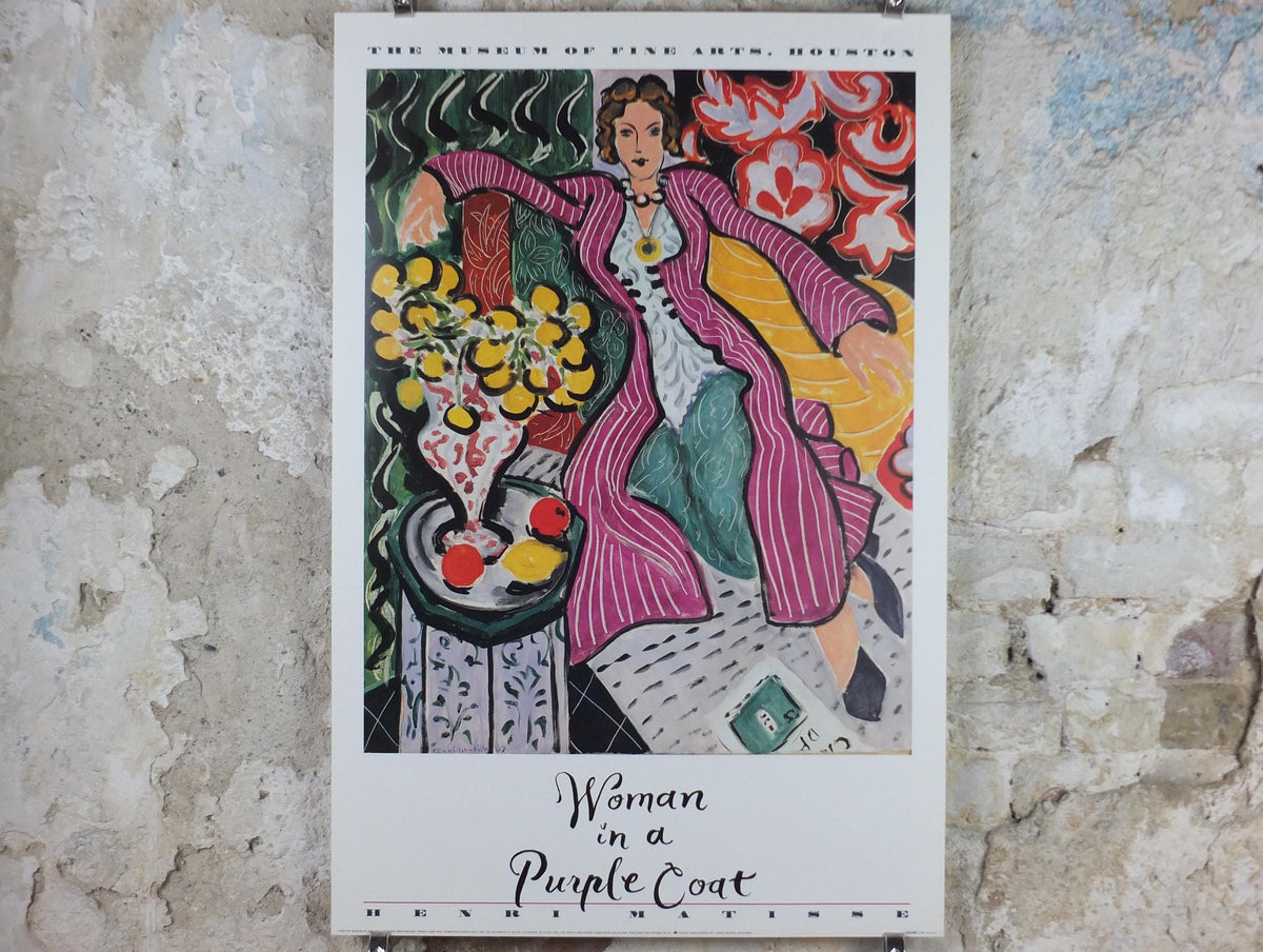 1993 Henri Matisse Poster, Woman in a Purple Coat 1937, Fauvism, Modernism, Post-Impressionism expressionism, exhibition wall art decor