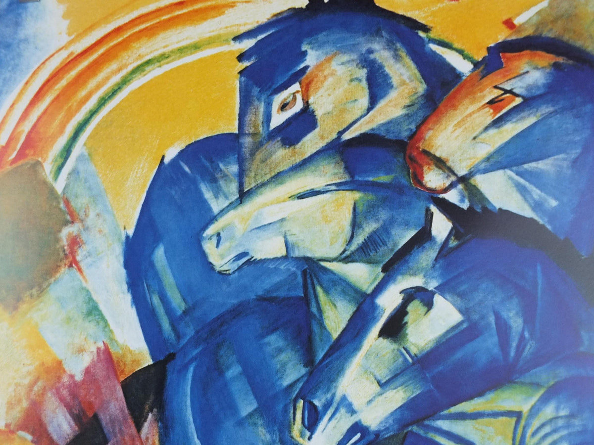 1990s Franz Marc Poster, The Tower of Blue Horses, Turm der blauen Pferde 1913, Der Blaue Reiter, Expressionism exhibition, wall art decor