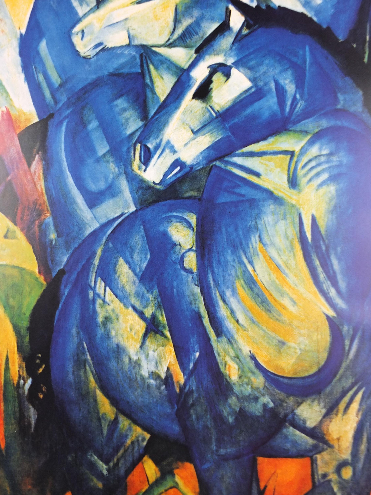 1990s Franz Marc Poster, The Tower of Blue Horses, Turm der blauen Pferde 1913, Der Blaue Reiter, Expressionism exhibition, wall art decor