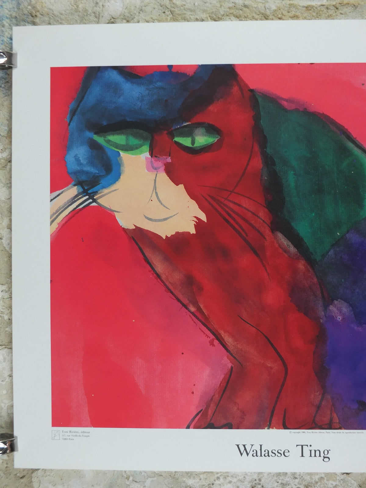 1989 Walasse Ting Poster, Red Cat, colourful popular figuratism, pop art, gallery, wall art decor