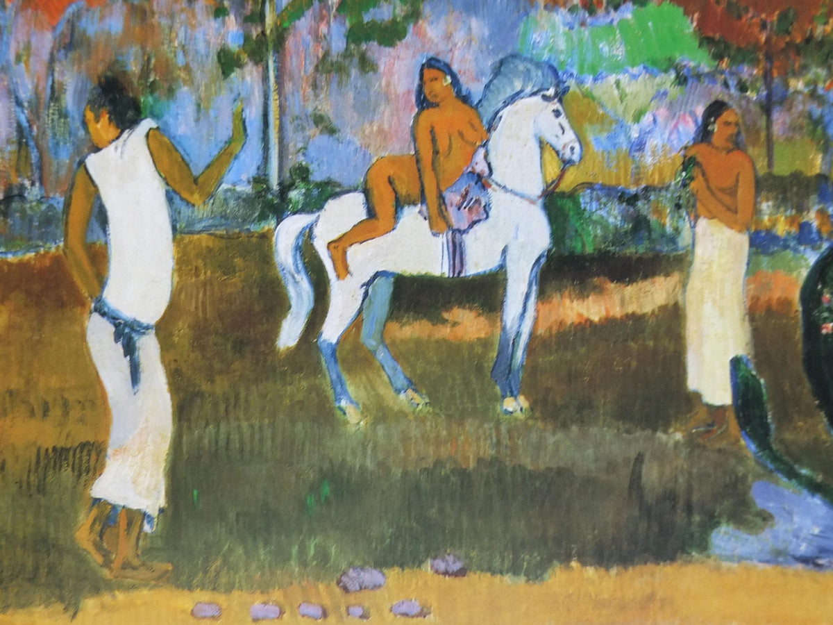 1998 Paul Gauguin Poster, Women and a white horse 1903, Post Expressionism gallery exhibition, wall art decor