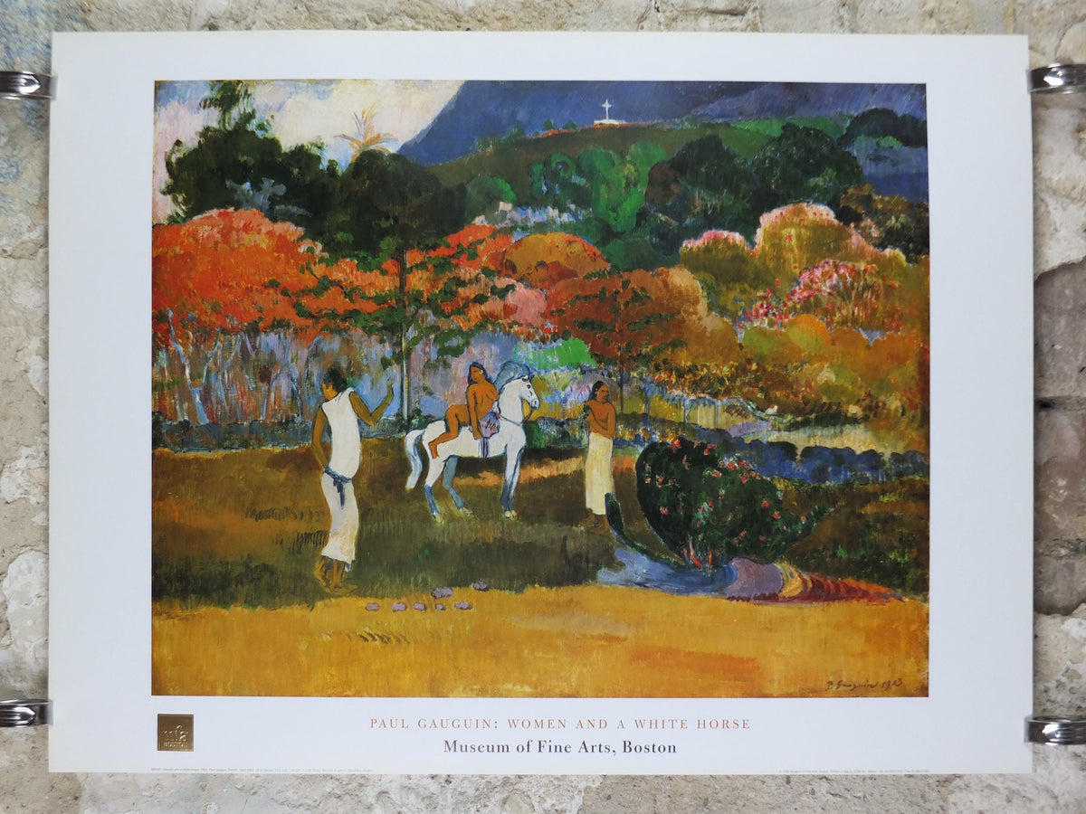 1998 Paul Gauguin Poster, Women and a white horse 1903, Post Expressionism gallery exhibition, wall art decor