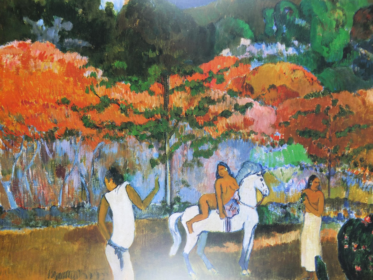 1998 Paul Gauguin Poster, Women and a white horse 1903, Post Expressionism gallery exhibition, wall art decor