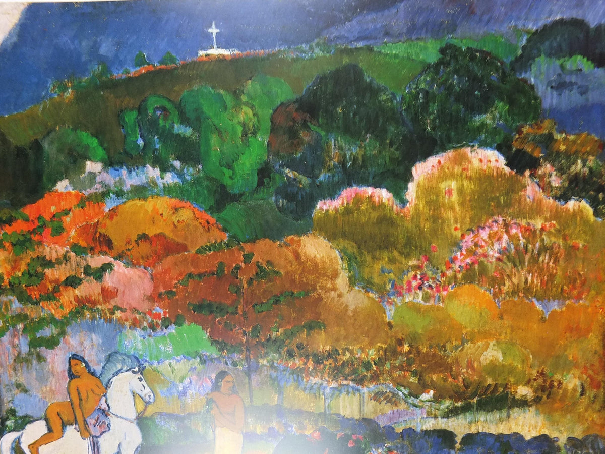 1998 Paul Gauguin Poster, Women and a white horse 1903, Post Expressionism gallery exhibition, wall art decor