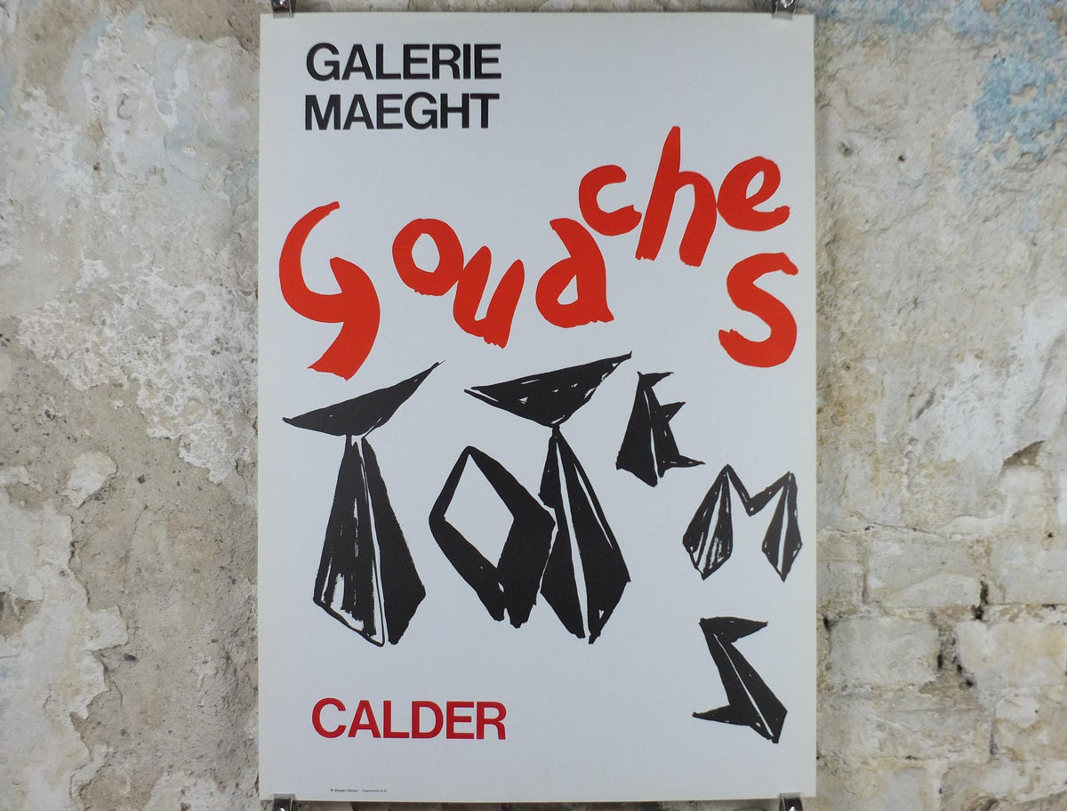 1966 Alexander Calder Poster, Gouaches Totems, Galerie Maeght Paris, Innovative Mobiles artist, gallery exhibition, wall art decor
