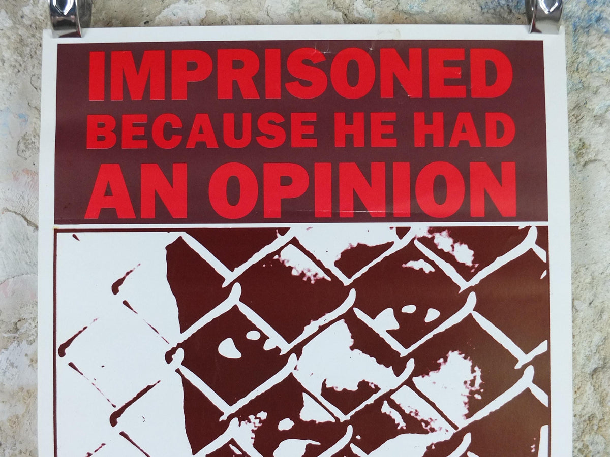 1980s Amnesty International Poster, Imprisoned because he had an opinion, Human Rights, wall art decor