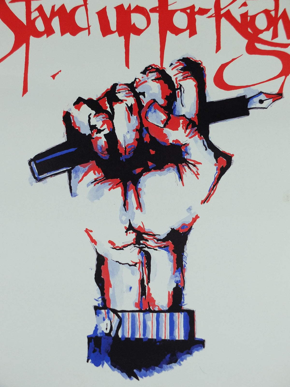 1980s Amnesty International Poster, Stand up for Rights, Sit Down and Write, Human Rights, wall art decor