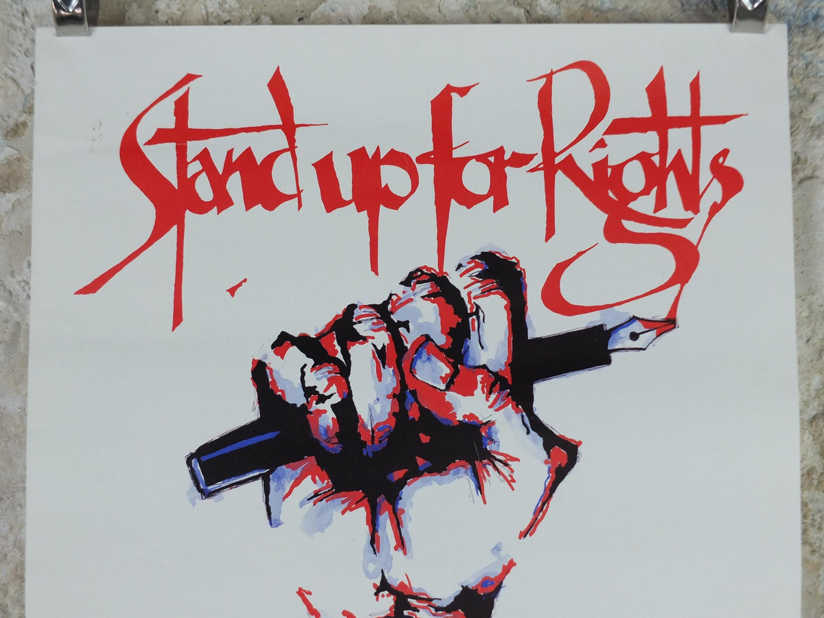 1980s Amnesty International Poster, Stand up for Rights, Sit Down and Write, Pen and Fist, Human Rights, wall art decor
