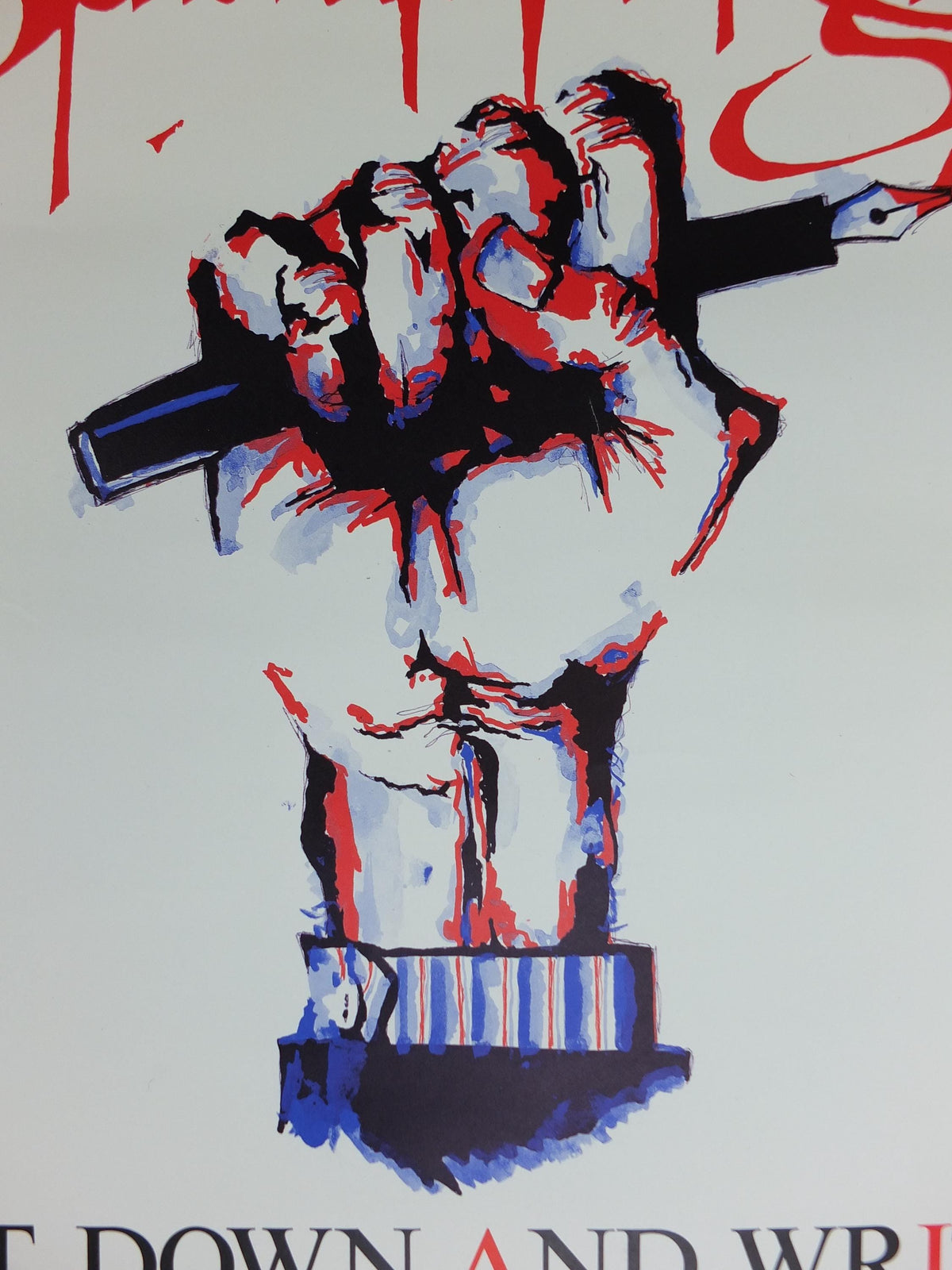 1980s Amnesty International Poster, Stand up for Rights, Sit Down and Write, Pen and Fist, Human Rights, wall art decor