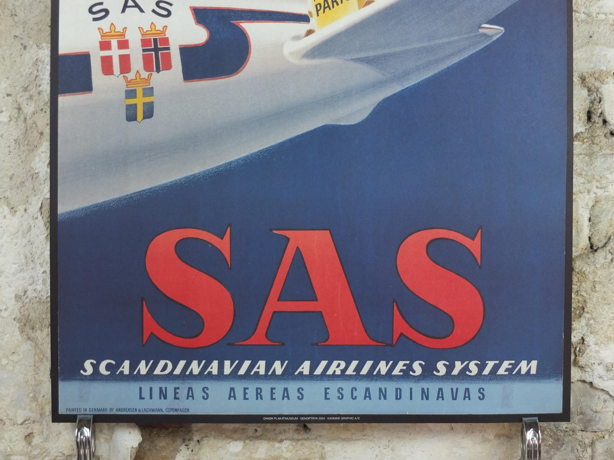 2004 SAS No Giraffes Please Poster, Scandinavian Airlines, by Aage Rasmussen, mid-century airline advertising, wall art decor