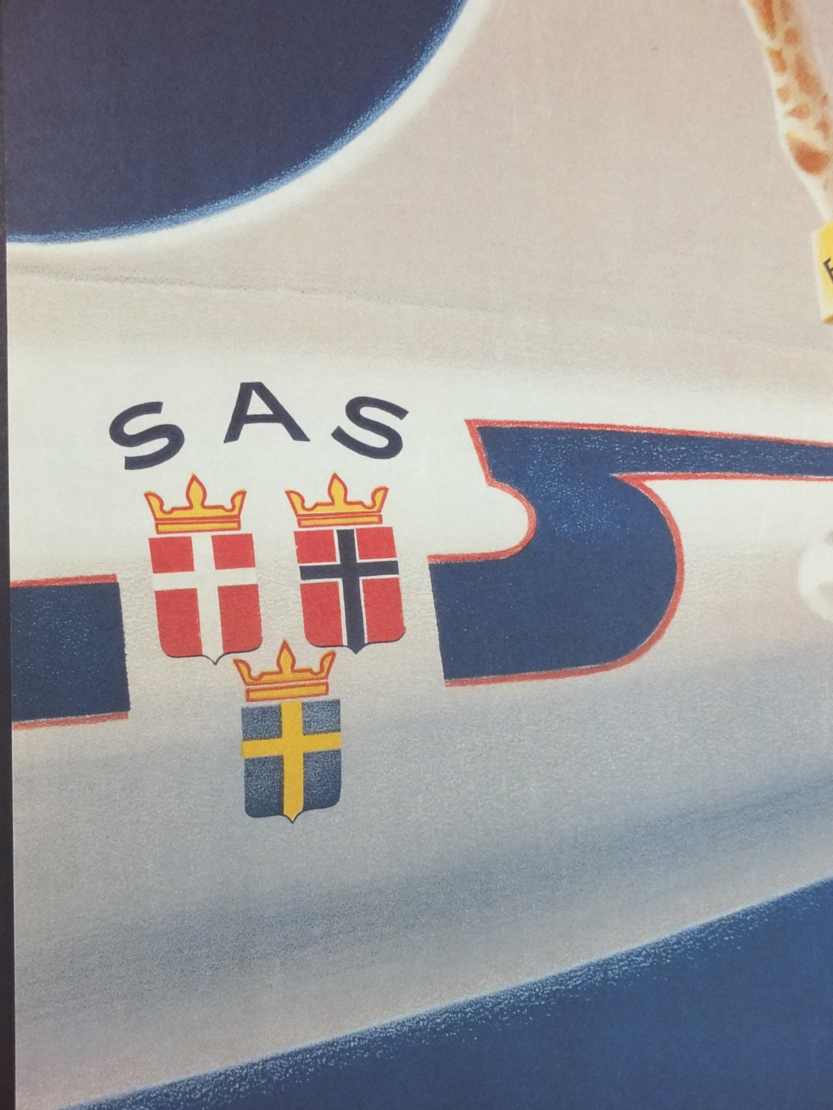 2004 SAS No Giraffes Please Poster, Scandinavian Airlines, by Aage Rasmussen, mid-century airline advertising, wall art decor