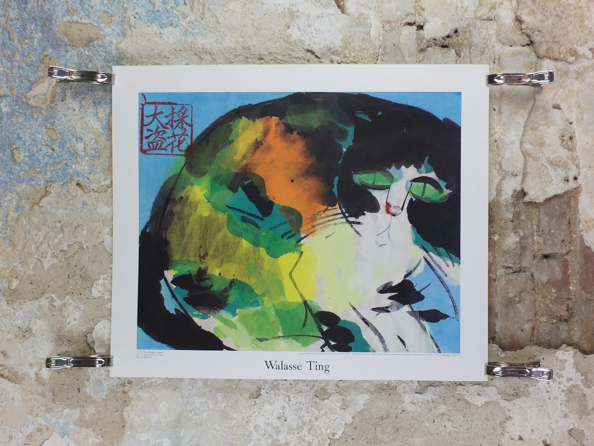 1989 Walasse Ting Poster, Surprise Cat, Chat Surprise, colourful popular figuratism, pop art, gallery, wall art decor