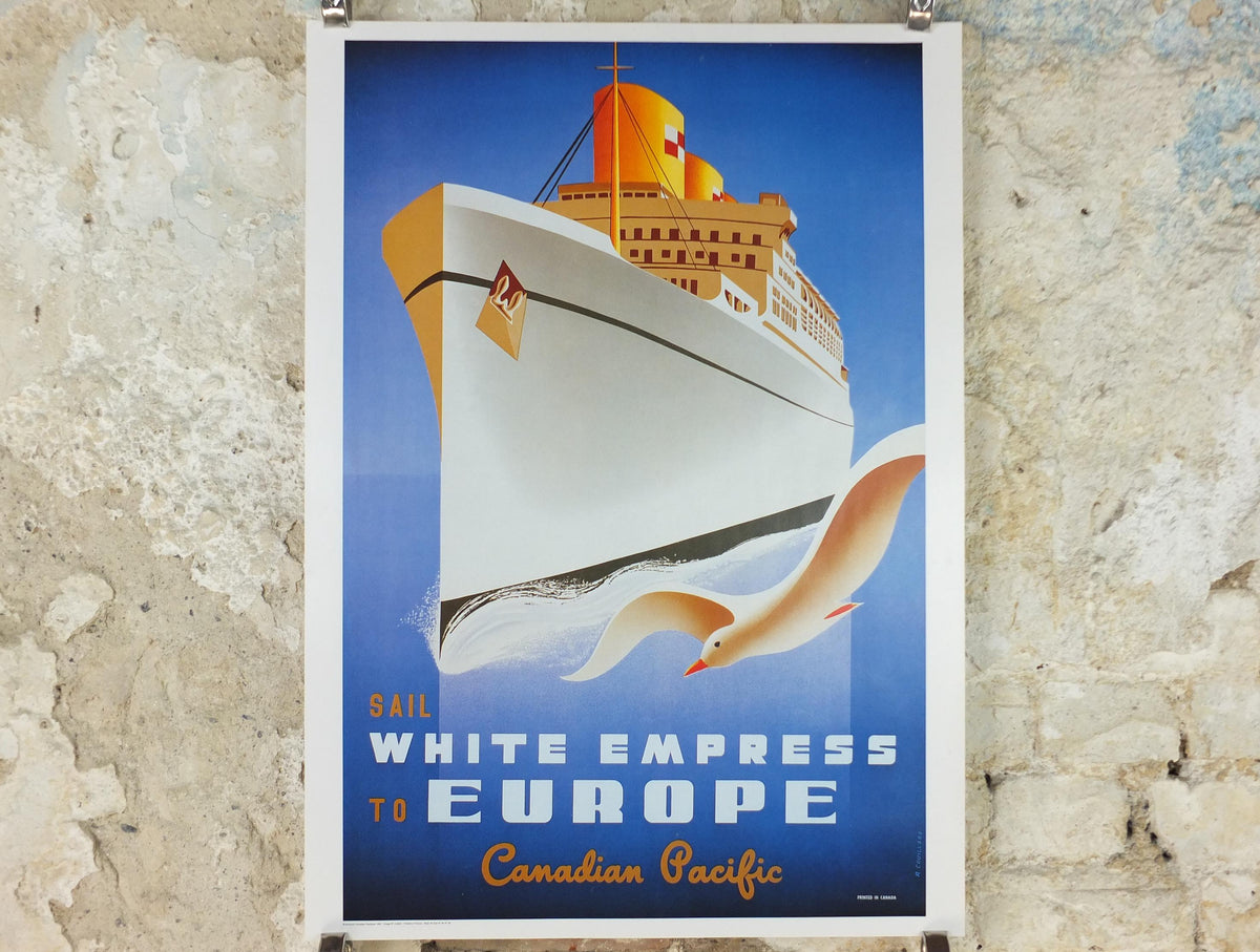 1997 Atlantic Cruise Travel Poster, White Empress, Europe, Canadian Pacific, Cruise Company Advertising, travel tourism, wall art decor