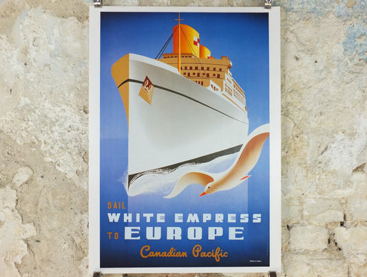 1997 Atlantic Cruise Travel Poster, White Empress, Europe, Canadian Pacific, Cruise Company Advertising, travel tourism, wall art decor