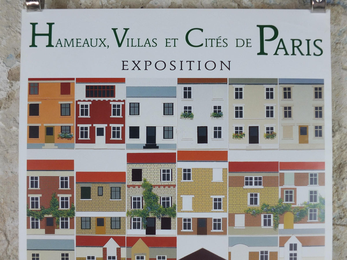 1998 Paris Homes & Houses Poster, Hameaux, Villas et Cites de Paris, European architecture and cityscapes, French painter, wall art decor