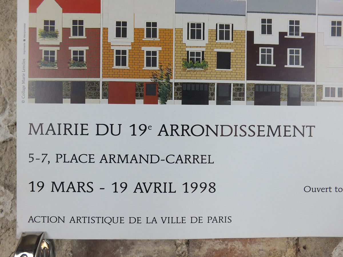 1998 Paris Homes & Houses Poster, Hameaux, Villas et Cites de Paris, European architecture and cityscapes, French painter, wall art decor