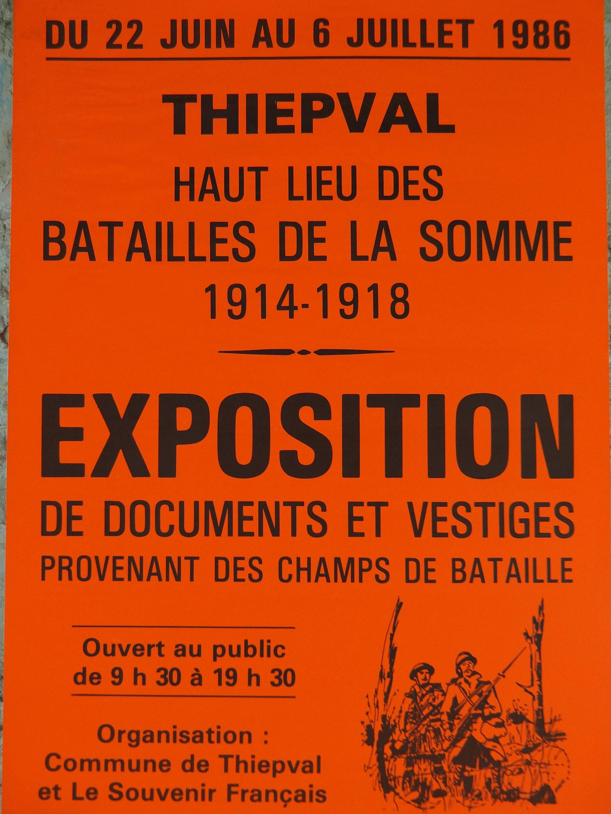 1986 Battle of the Somme Poster, Thiepval, World War 1 WW1, Amiens, Orange, wall art decor