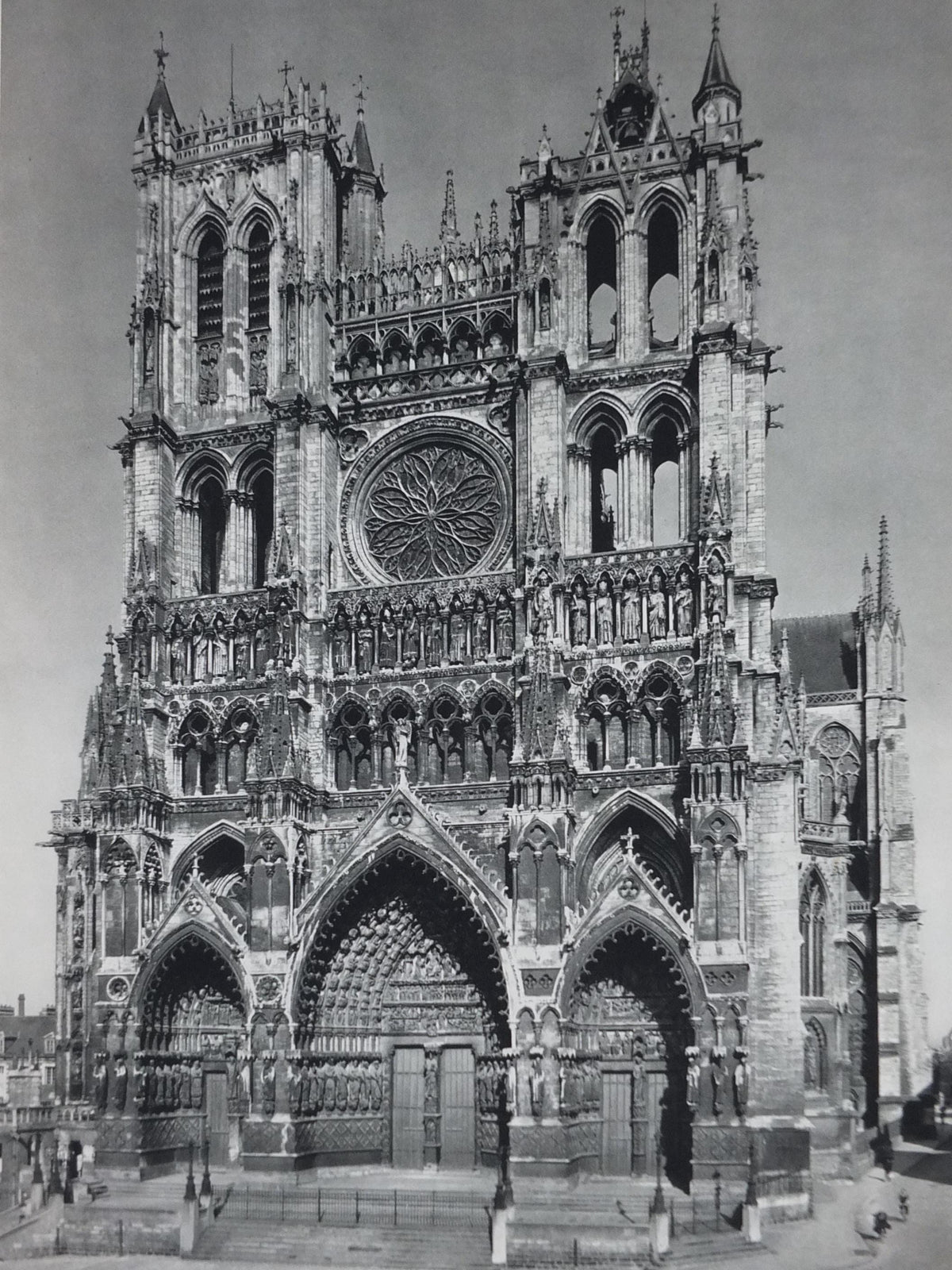 1950s Amiens Cathedral France Poster, Gothic Church printed by French Tourist Office, monochrome travel wall art decor