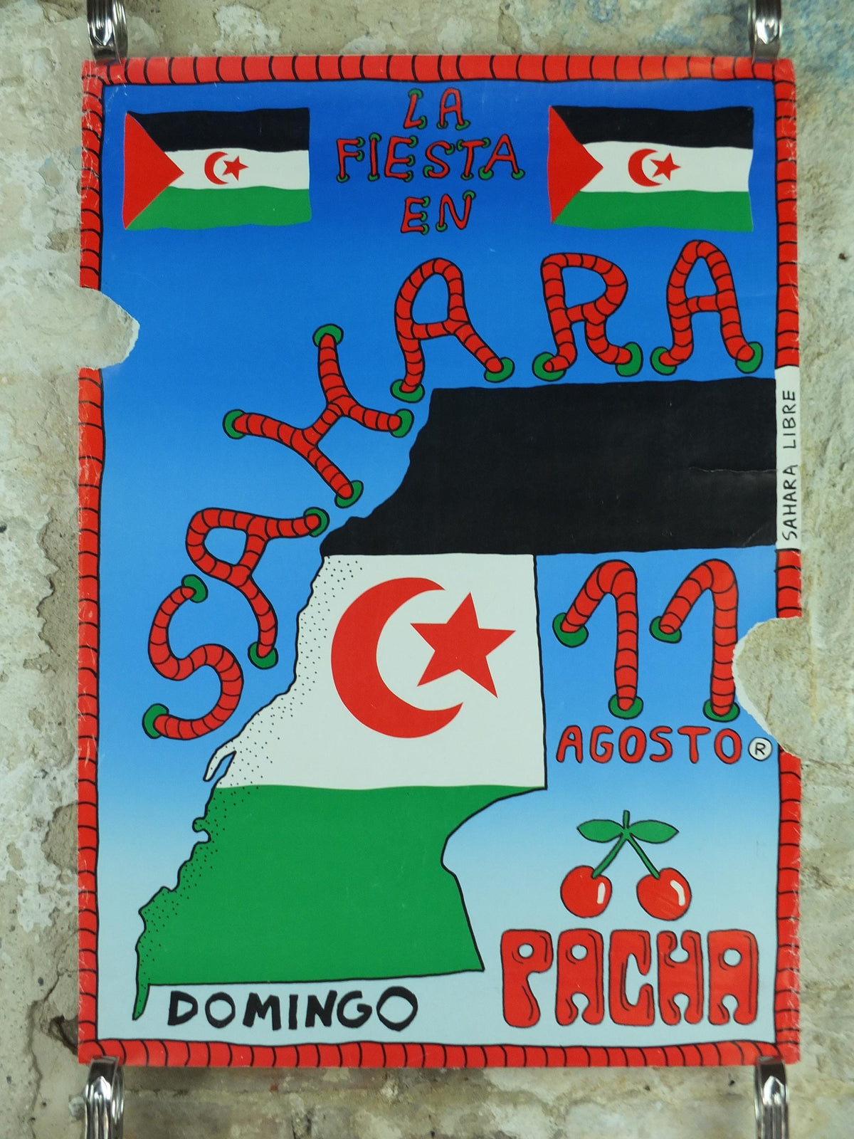 1991 Pacha Ibiza Poster, Sahara Libre, house, tech-house, Tribal house, World dance Music, Spanish nightclub, Pete Tong, wall art decor