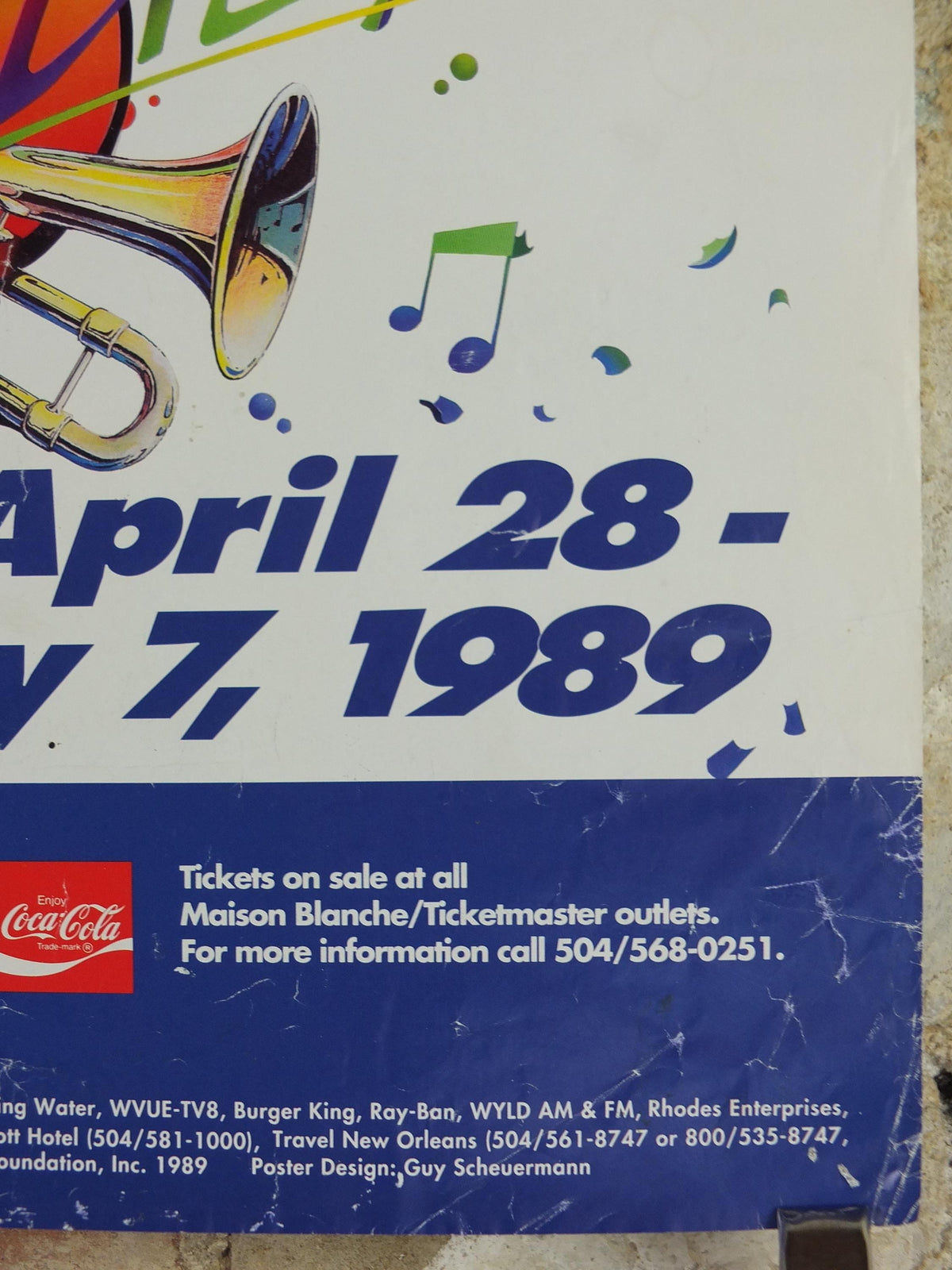 1989 New Orleans Jazz Poster, 20th New Orleans Jazz Festival, Louisiana USA, Music wall art decor
