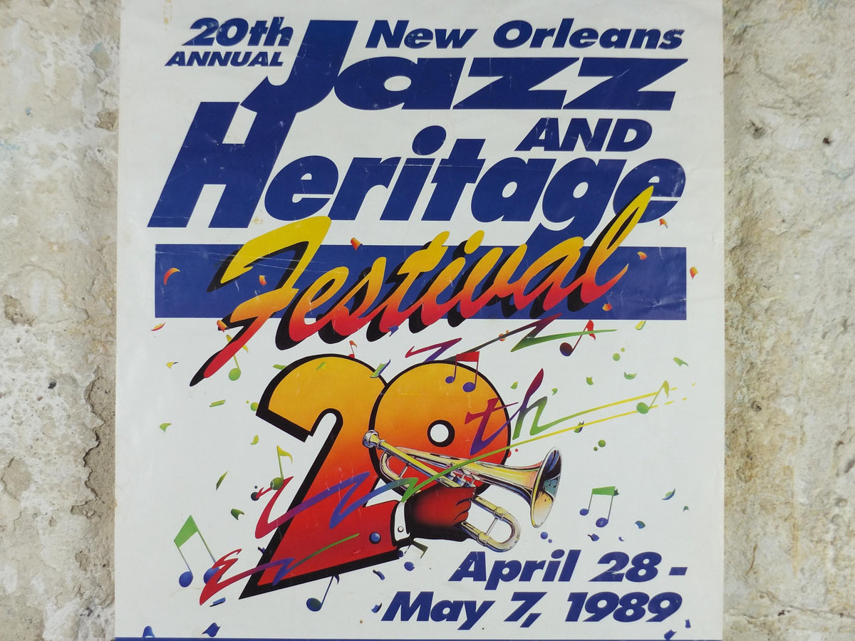 1989 New Orleans Jazz Poster, 20th New Orleans Jazz Festival, Louisiana USA, Music wall art decor