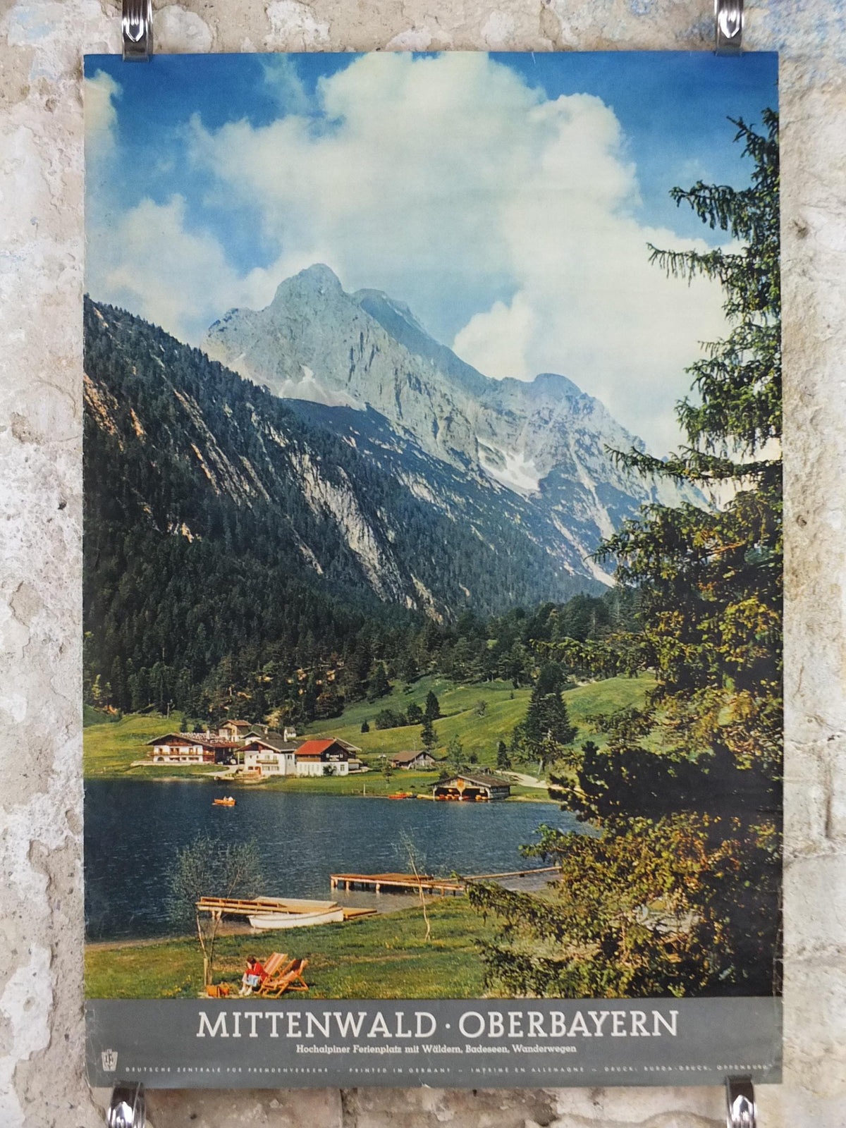 1960s Mittenwald Oberbayern Poster, Bayern, Alpenwelt Karwendel, Southern Germany, Alps, travel tourism, wall art decor