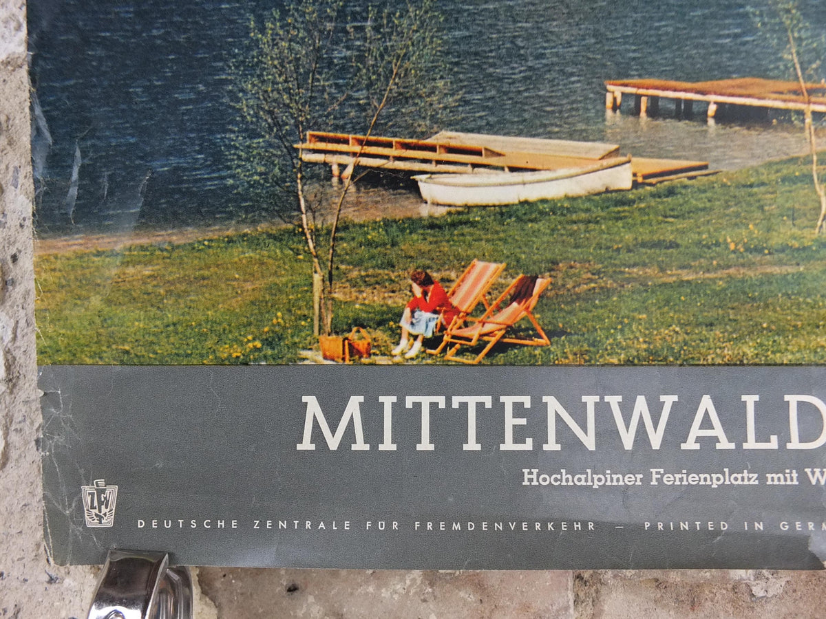 1960s Mittenwald Oberbayern Poster, Bayern, Alpenwelt Karwendel, Southern Germany, Alps, travel tourism, wall art decor