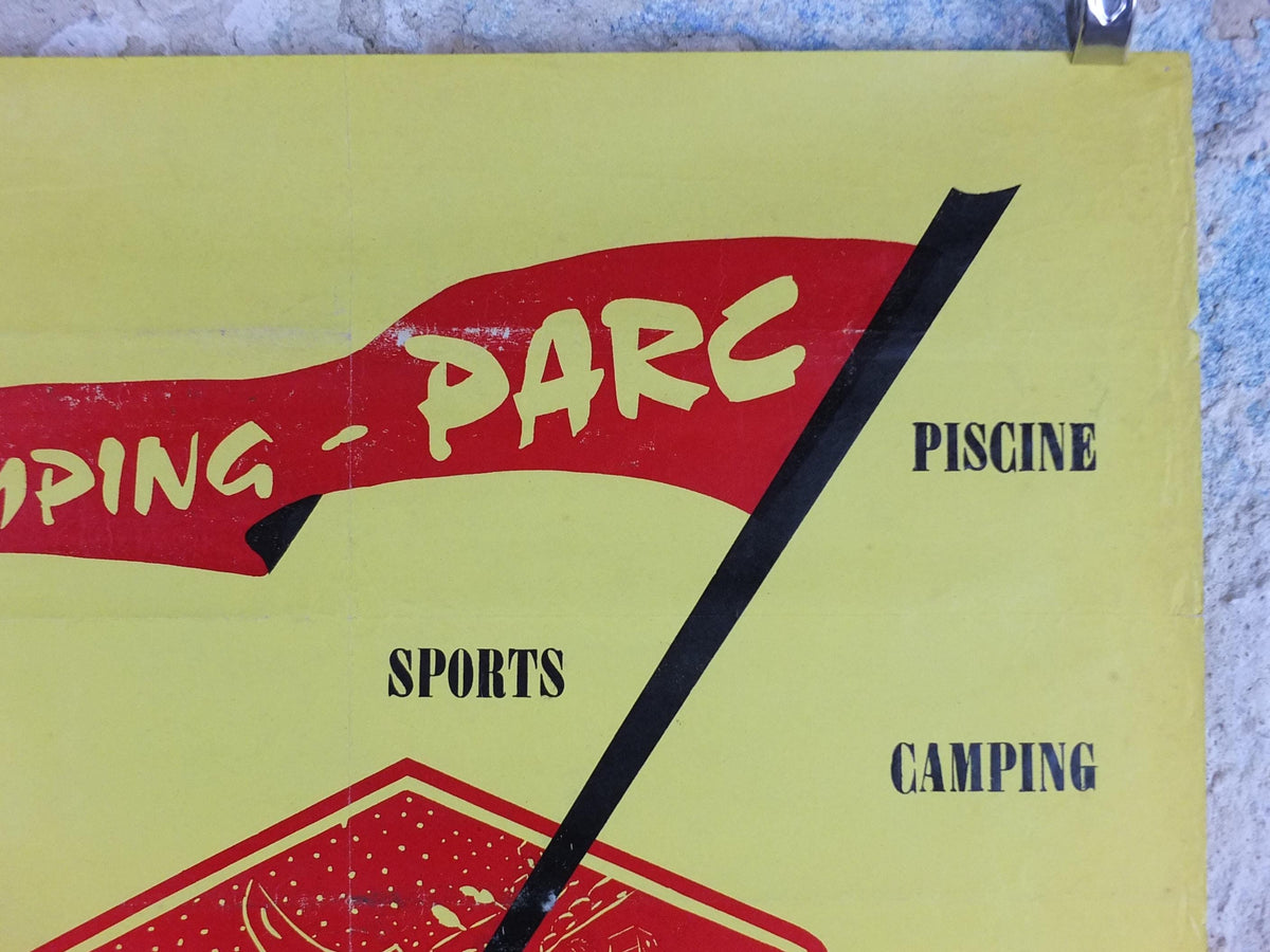 1950s Camping Parc Poster, Availles Limousine on the Vienne River, Outdoor activities in France, travel wall art decor