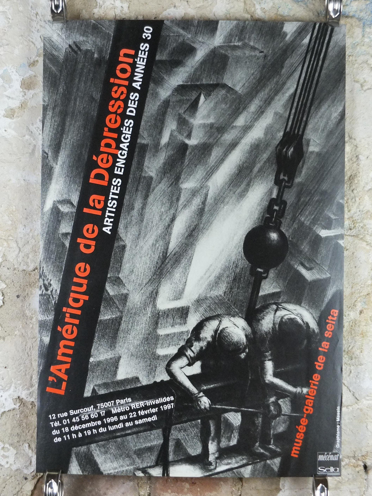1996 Great Depression USA Poster, American New Deal, Construction, President Franklin Roosevelt, gallery exhibition, wall art decor