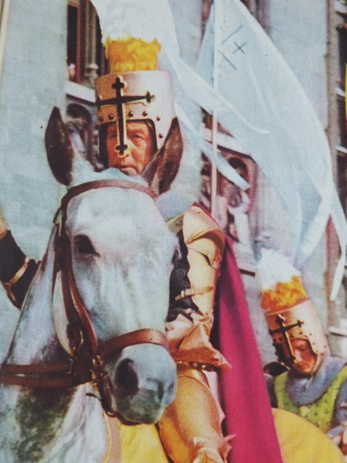 1960 Belgium Travel Poster, Bruges, Brugge, A mounted knight in the Procession of the Golden Tree, Belgique Flanders, travel wall art decor