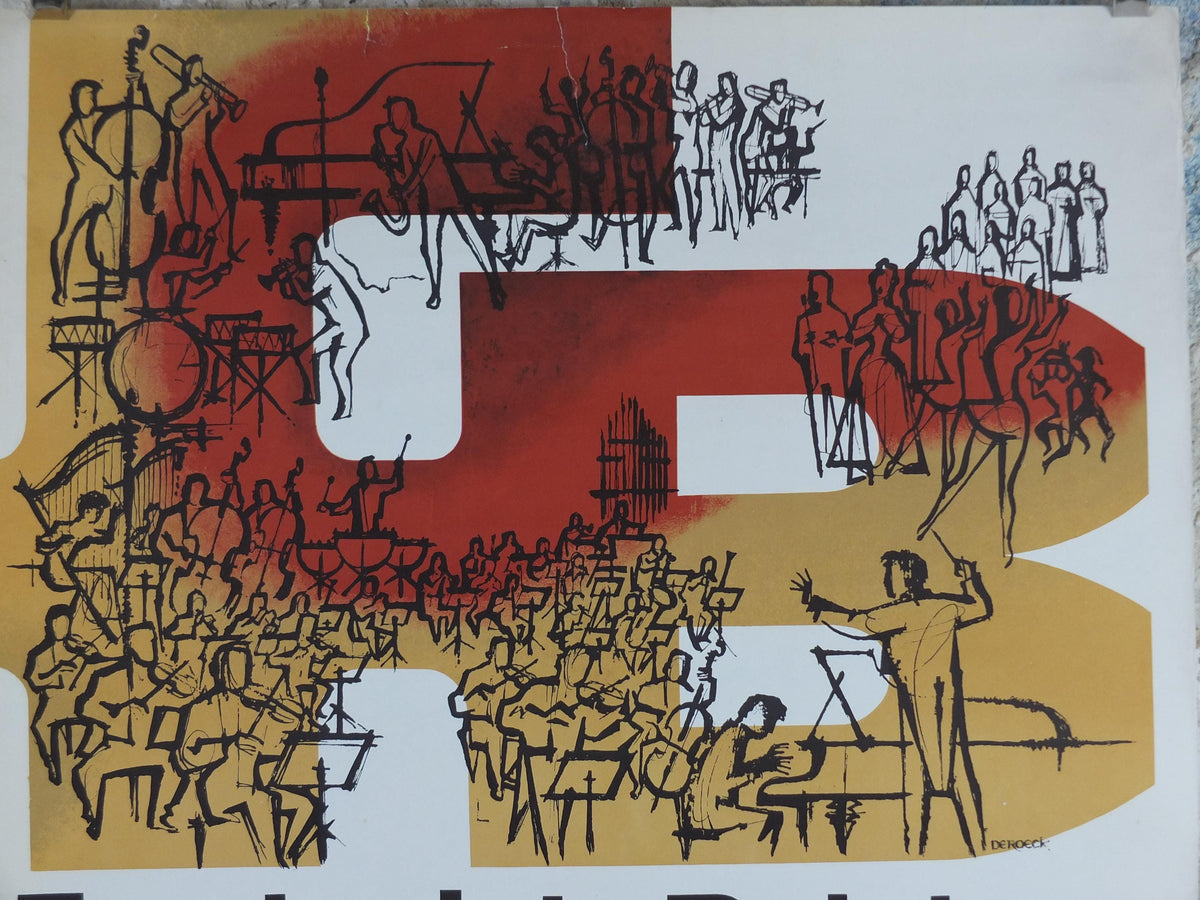 1964 Belgium Festival Poster, Festival de Belgique, FB, arts, theatre, ballet, concerts, exhibitions, cinema, classical music wall art decor