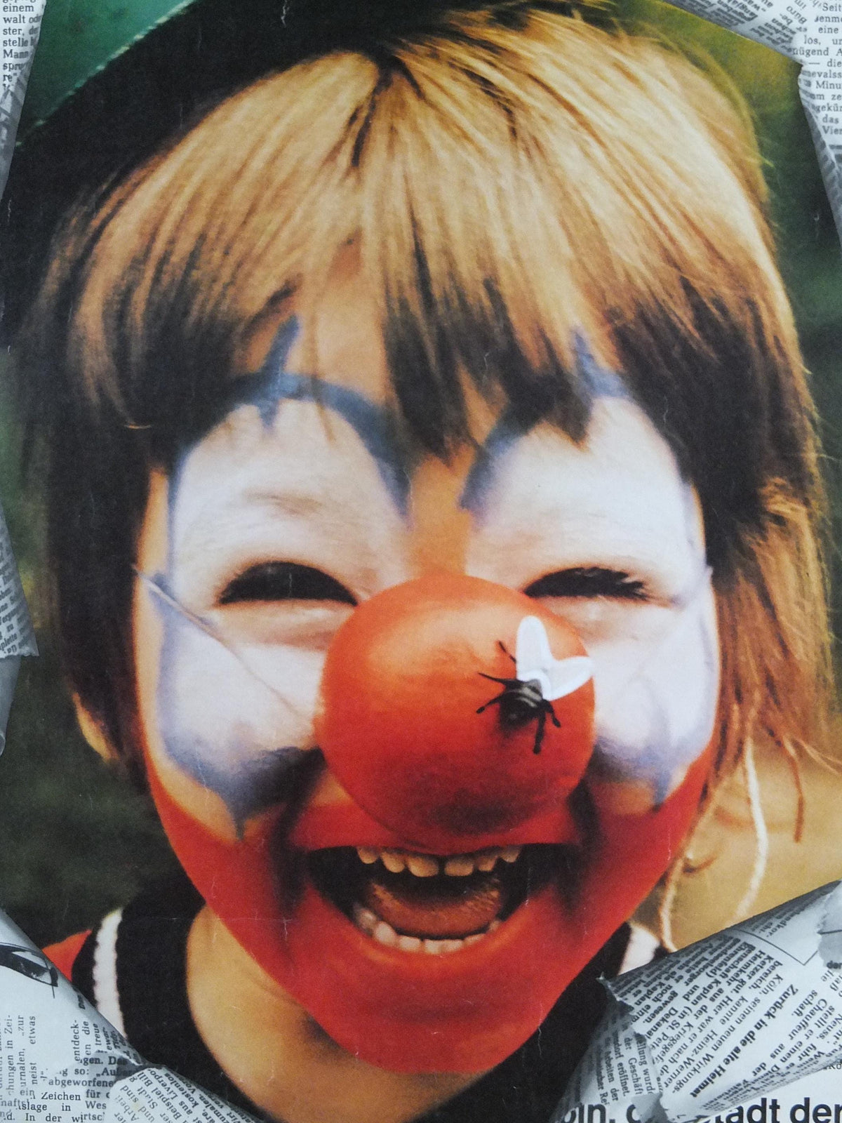 1982 Koln Karneval Poster, Clown in Carnival, Red Nose, Cologne, Germany, Newspaper, Deutschland plakat, travel wall art decor
