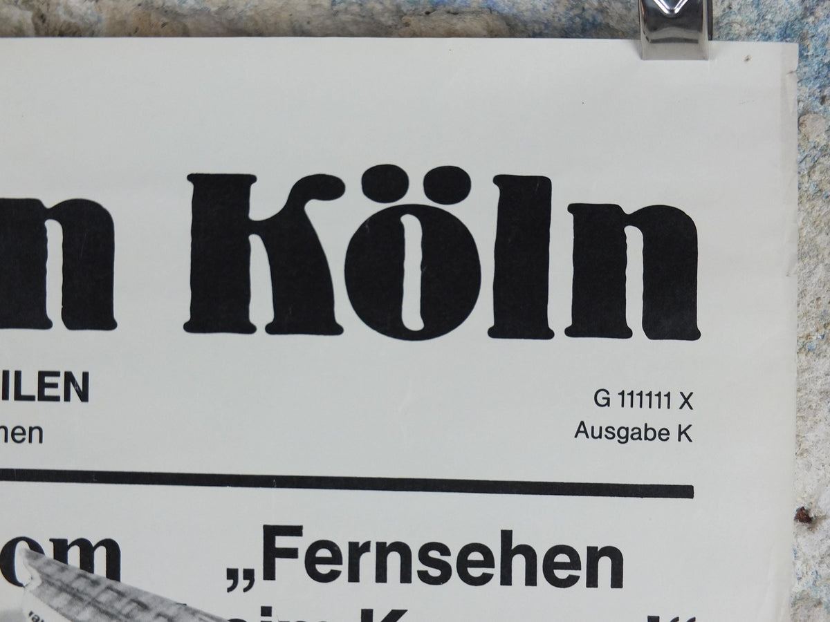 1982 Koln Karneval Poster, Clown in Carnival, Red Nose, Cologne, Germany, Newspaper, Deutschland plakat, travel wall art decor
