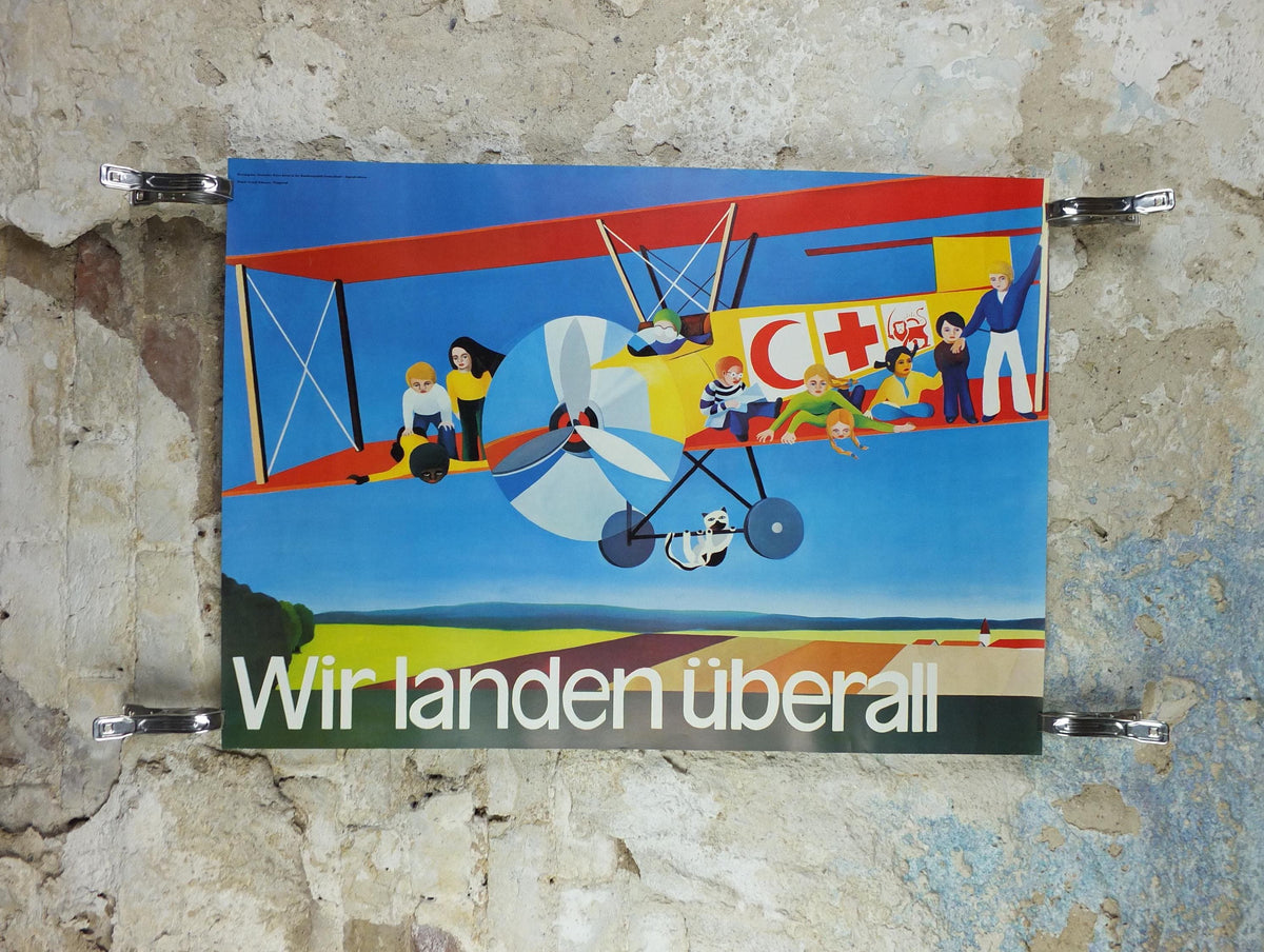 Red Cross Poster, We land anywhere, International Federation of Red Cross and Red Crescent Societies (IFRC), humanitarian aid wall art decor