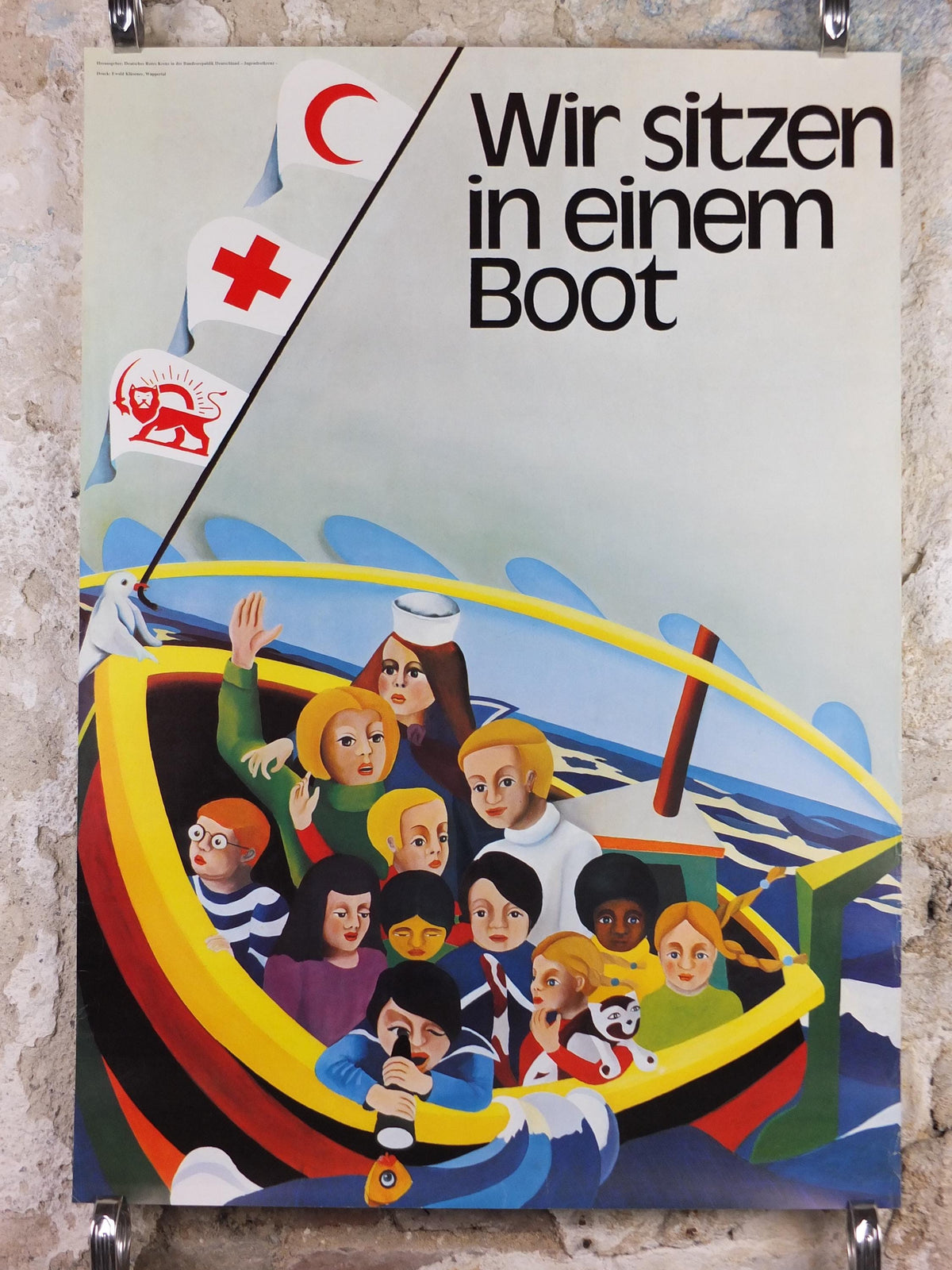 Red Cross Poster, In the same boat, International Federation of Red Cross and Red Crescent Societies (IFRC), humanitarian aid wall art decor