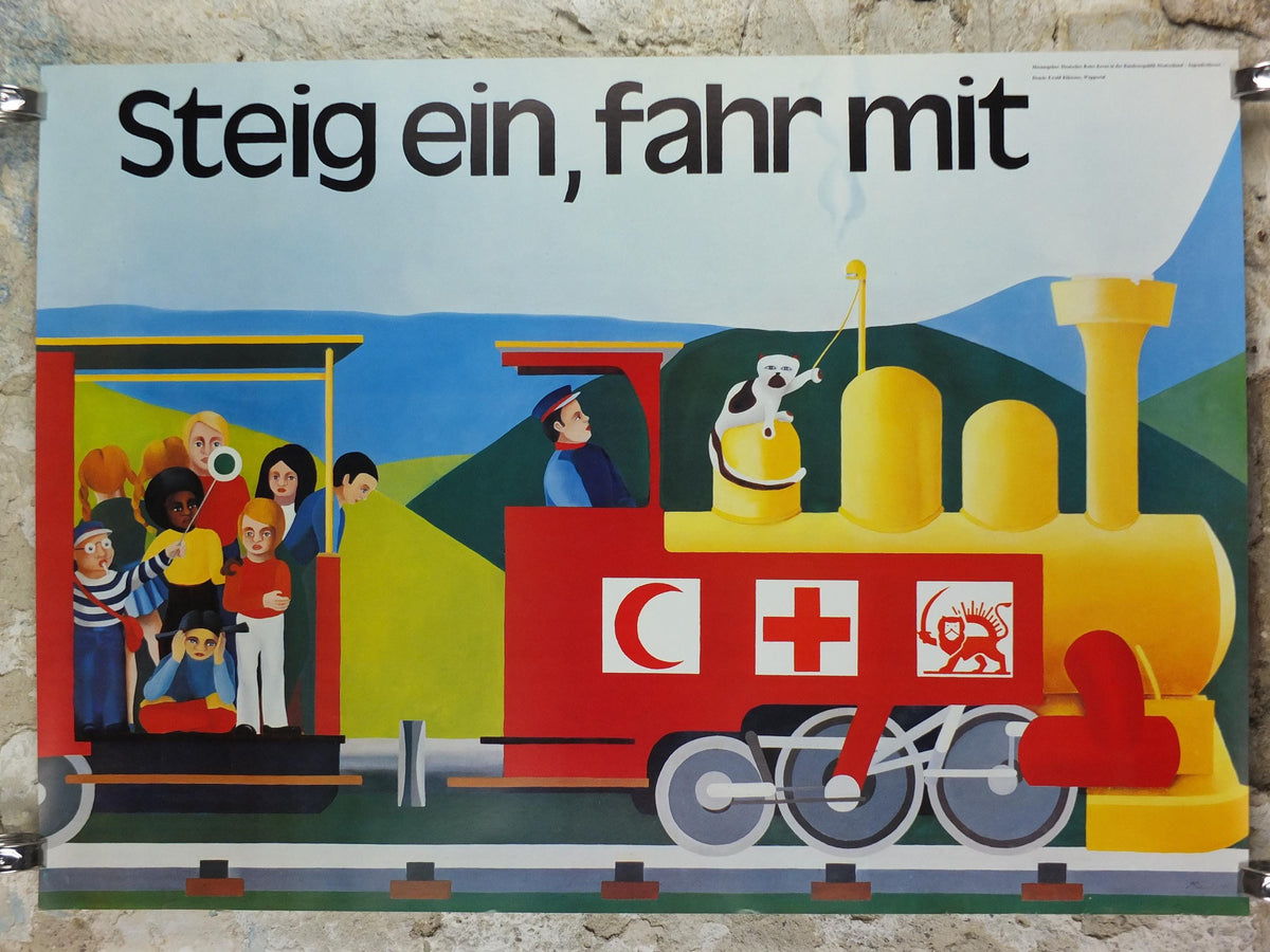 Red Cross Poster, Get in with us, International Federation of Red Cross and Red Crescent Societies (IFRC), humanitarian aid wall art decor