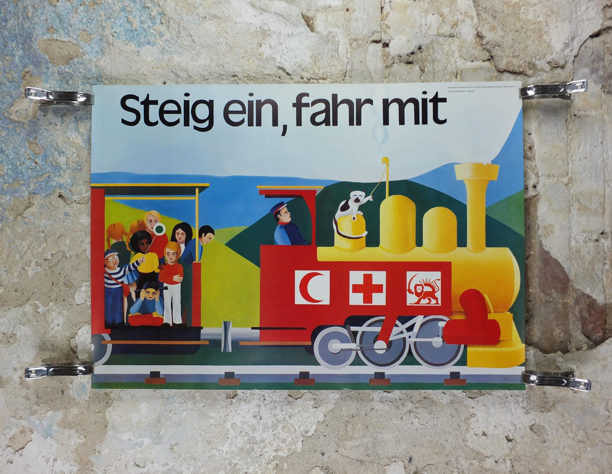Red Cross Poster, Get in with us, International Federation of Red Cross and Red Crescent Societies (IFRC), humanitarian aid wall art decor