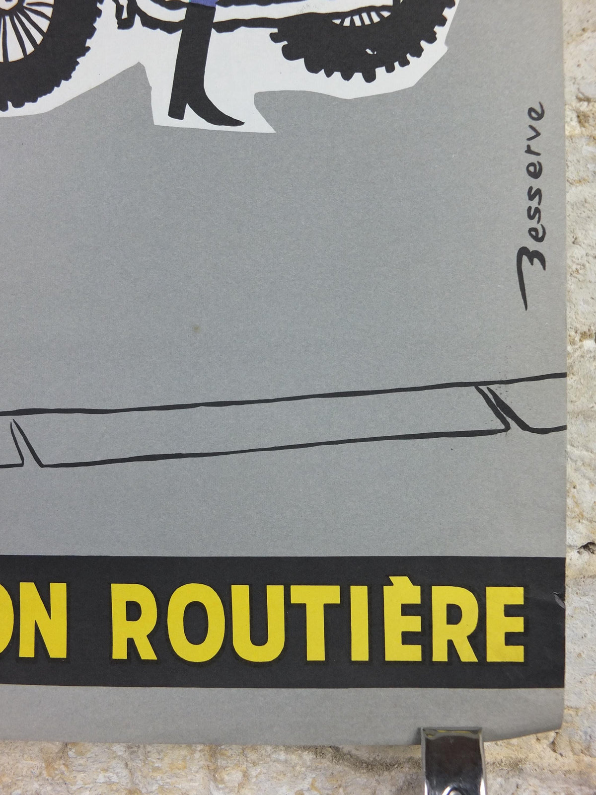 1960s French road safety poster, Road Zebra Crossing, by Besserve, industrial, pedestrian dangers, retro wall art decor